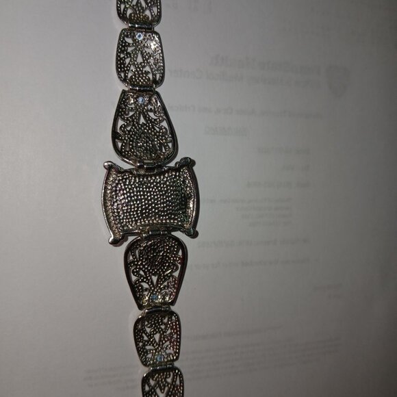 NEW Silver and Turquoise with Blue Accent Stones Toggle Bracelet - Picture 4 of 5